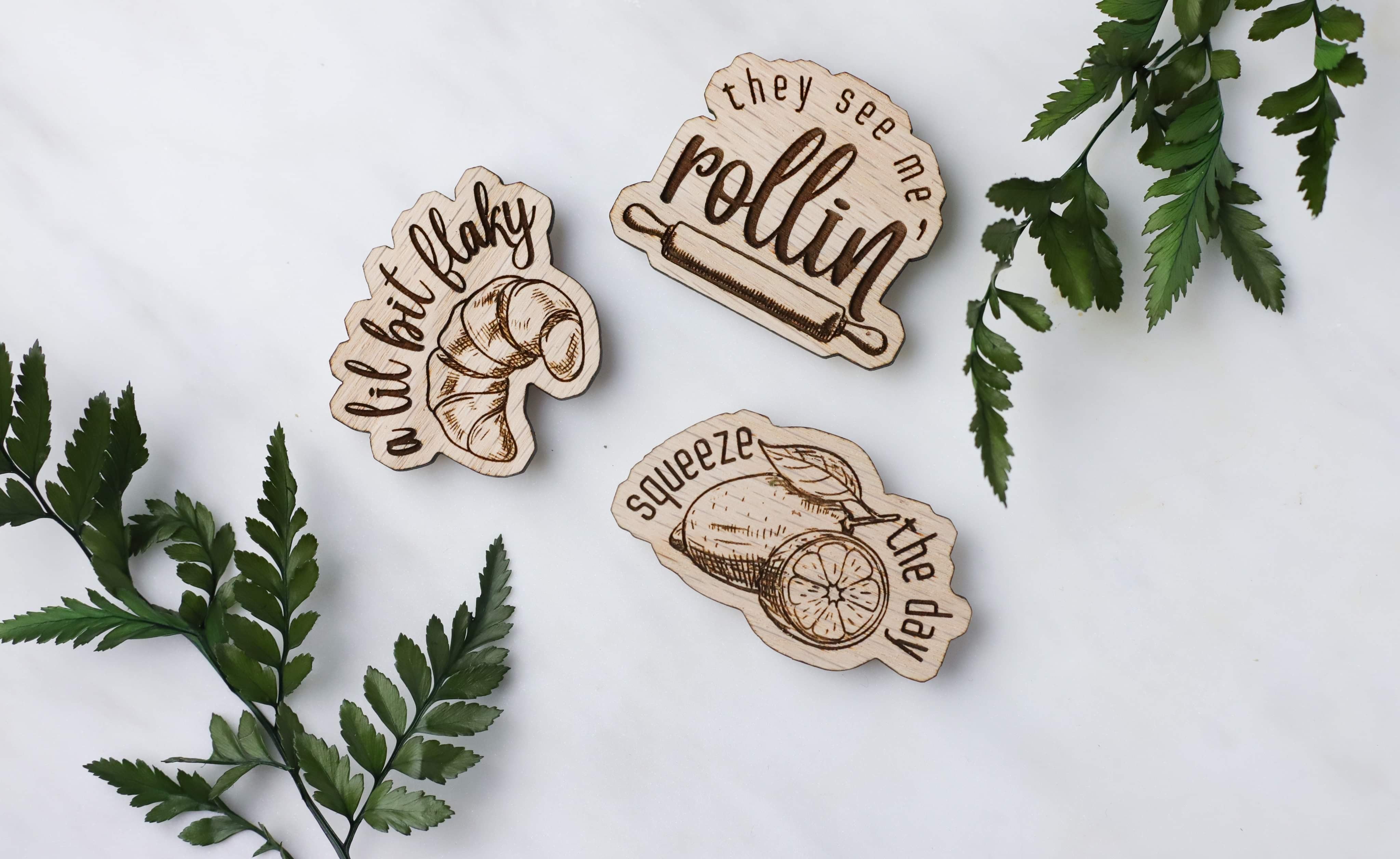 Cheeky Trio of Wooden Fridge Magnets