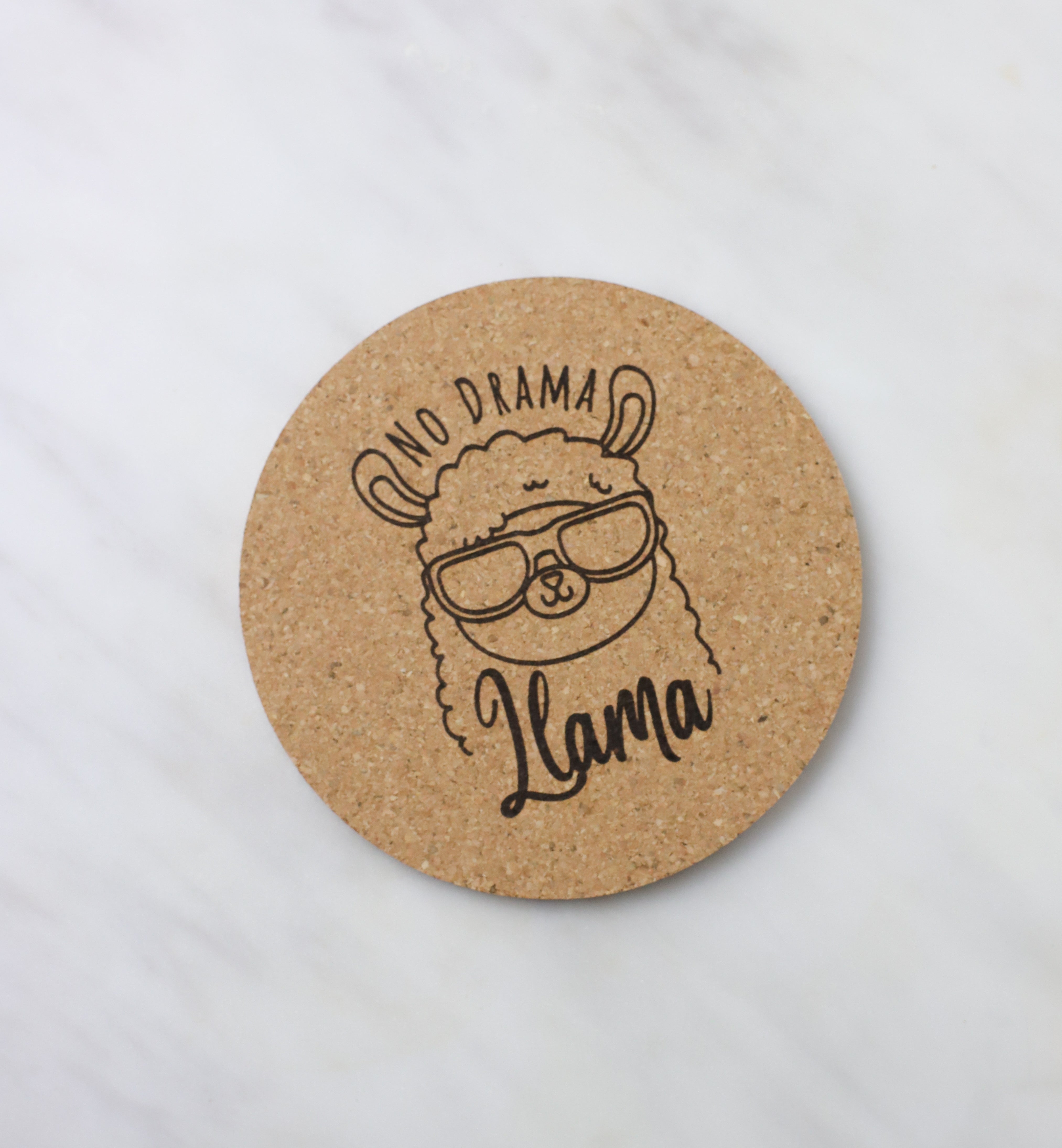 No Drama Llama Cork Coaster