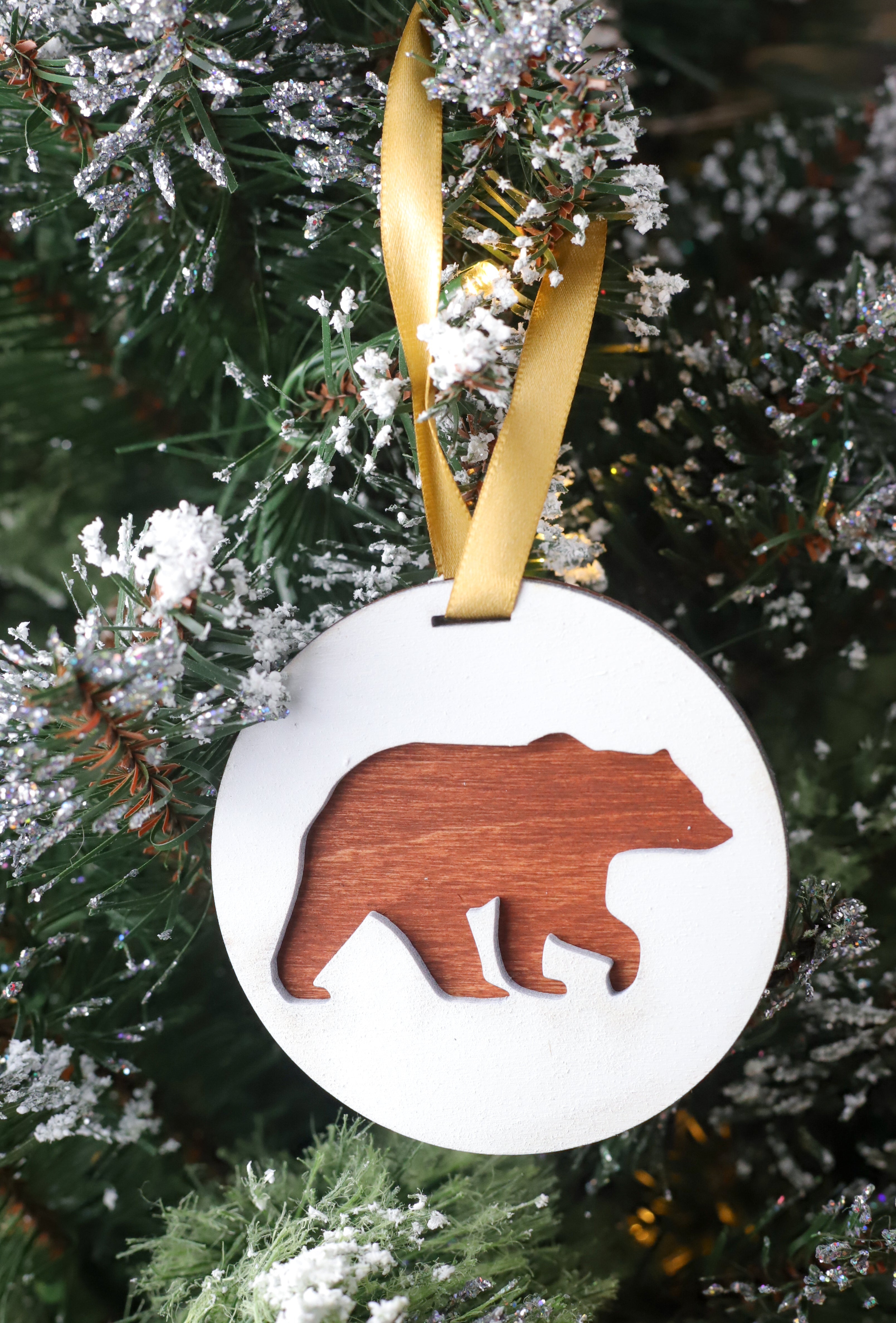 Brown Bear in a Storm Christmas Ornament
