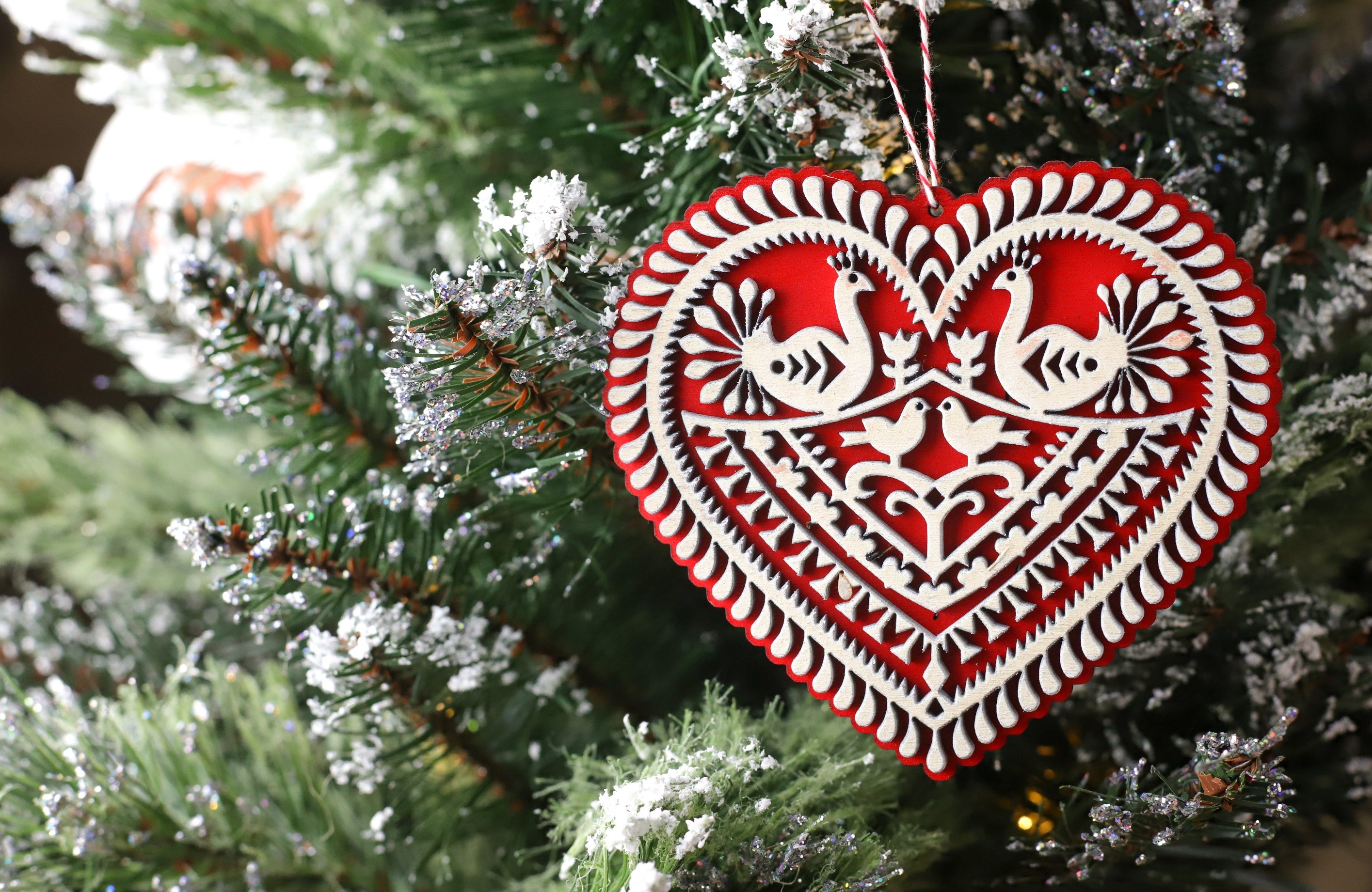Folk Hart Christmas Ornament