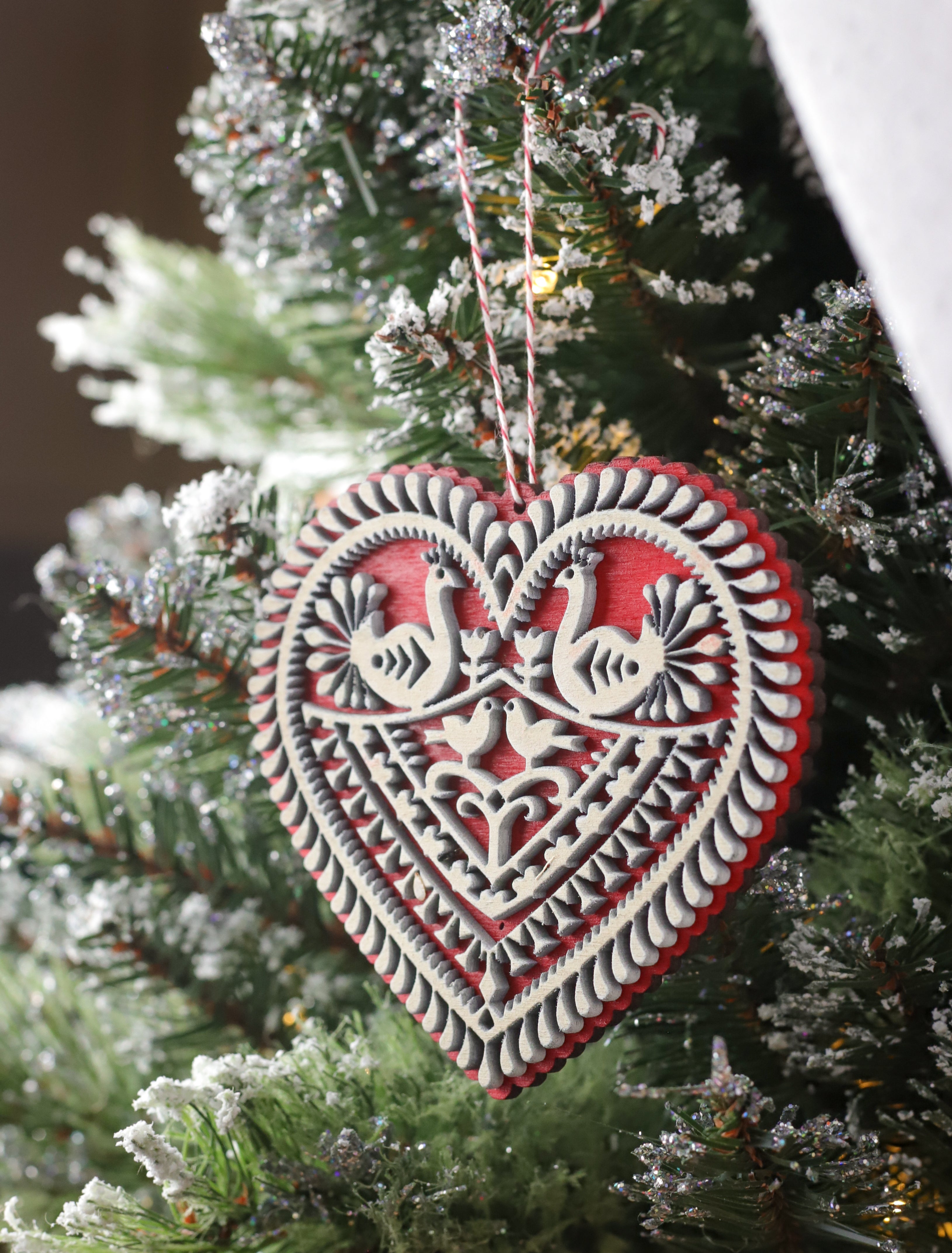 Folk Hart Christmas Ornament