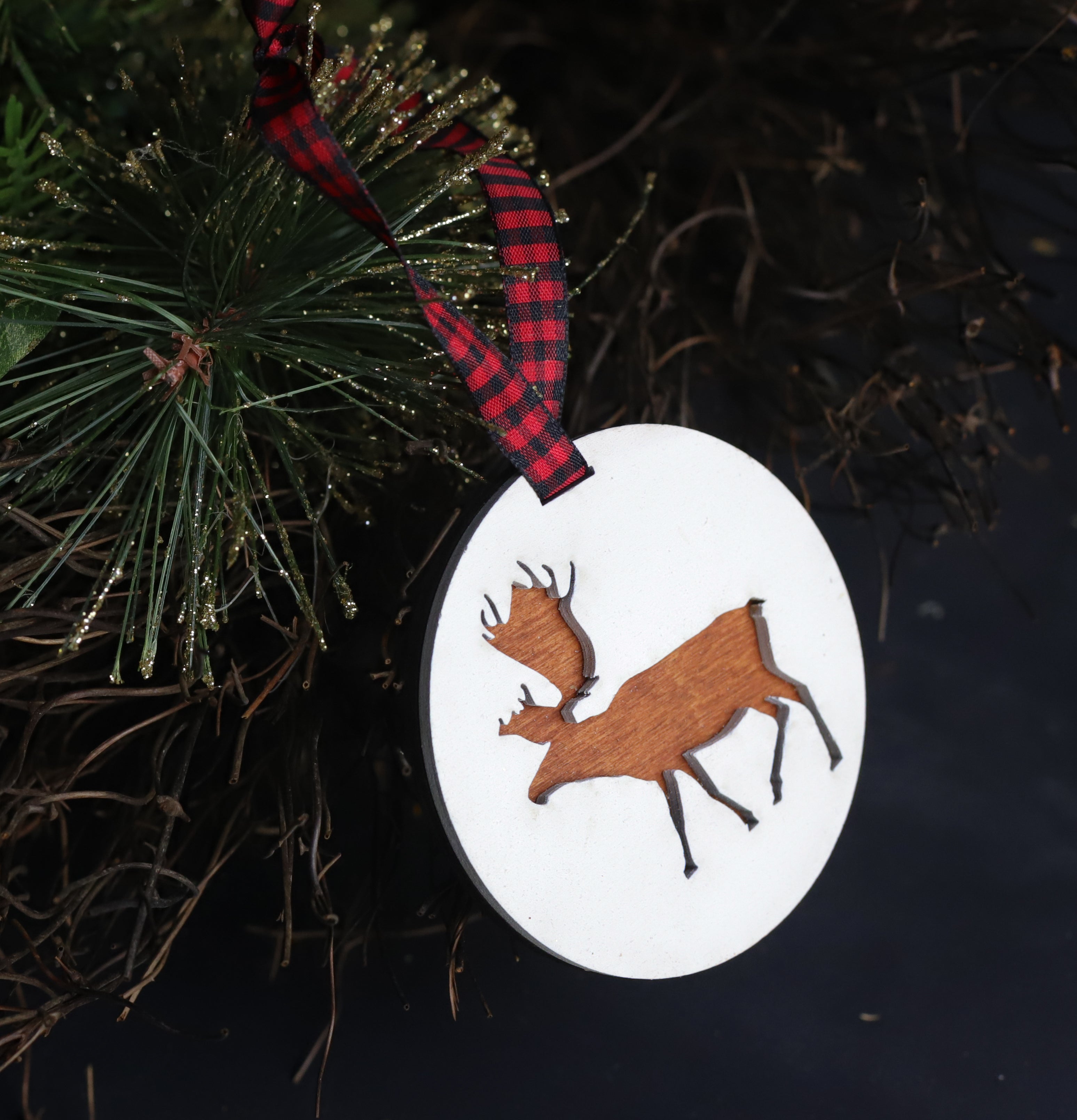 Reindeer in a Storm Christmas Ornament