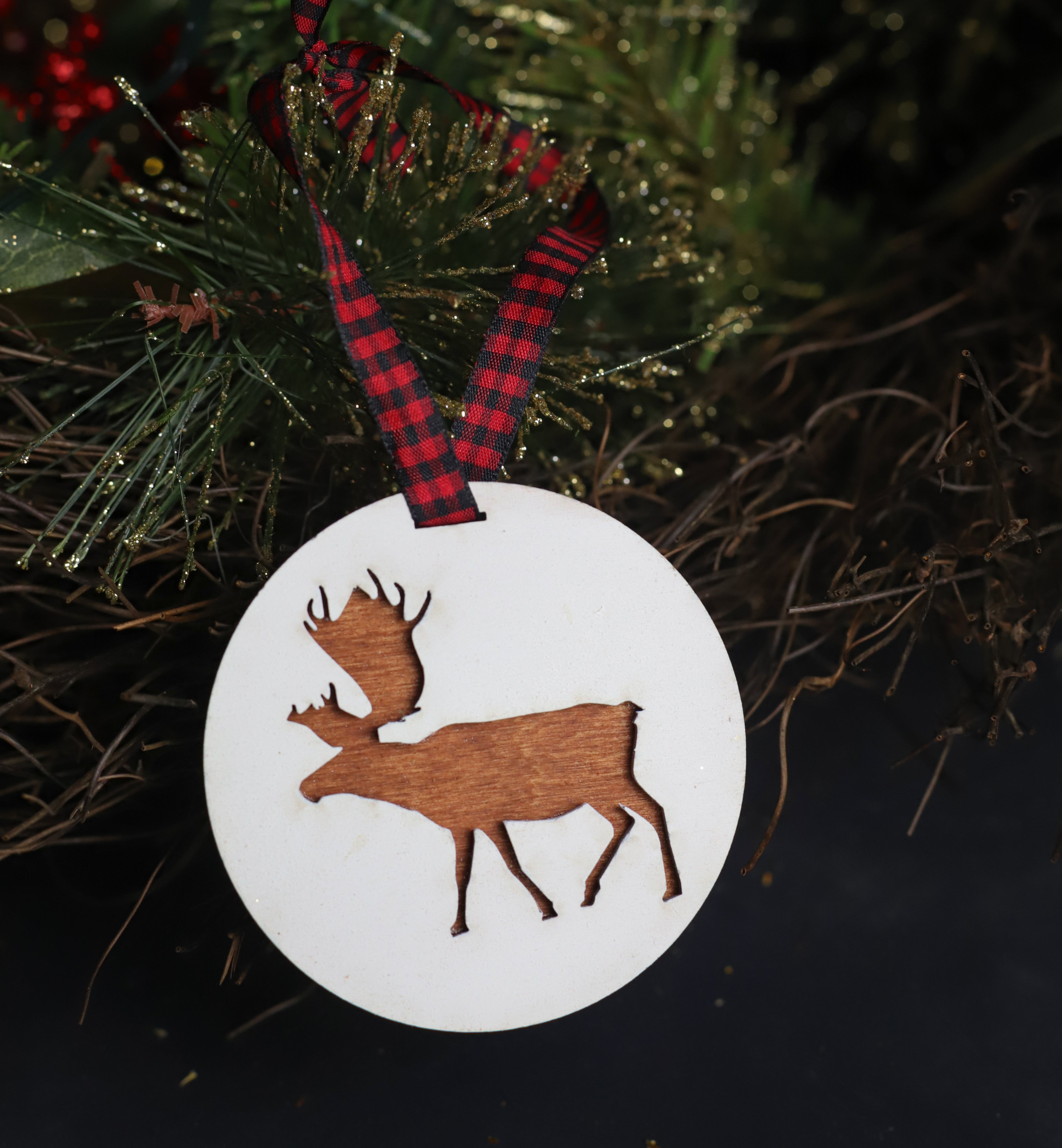 Reindeer in a Storm Christmas Ornament