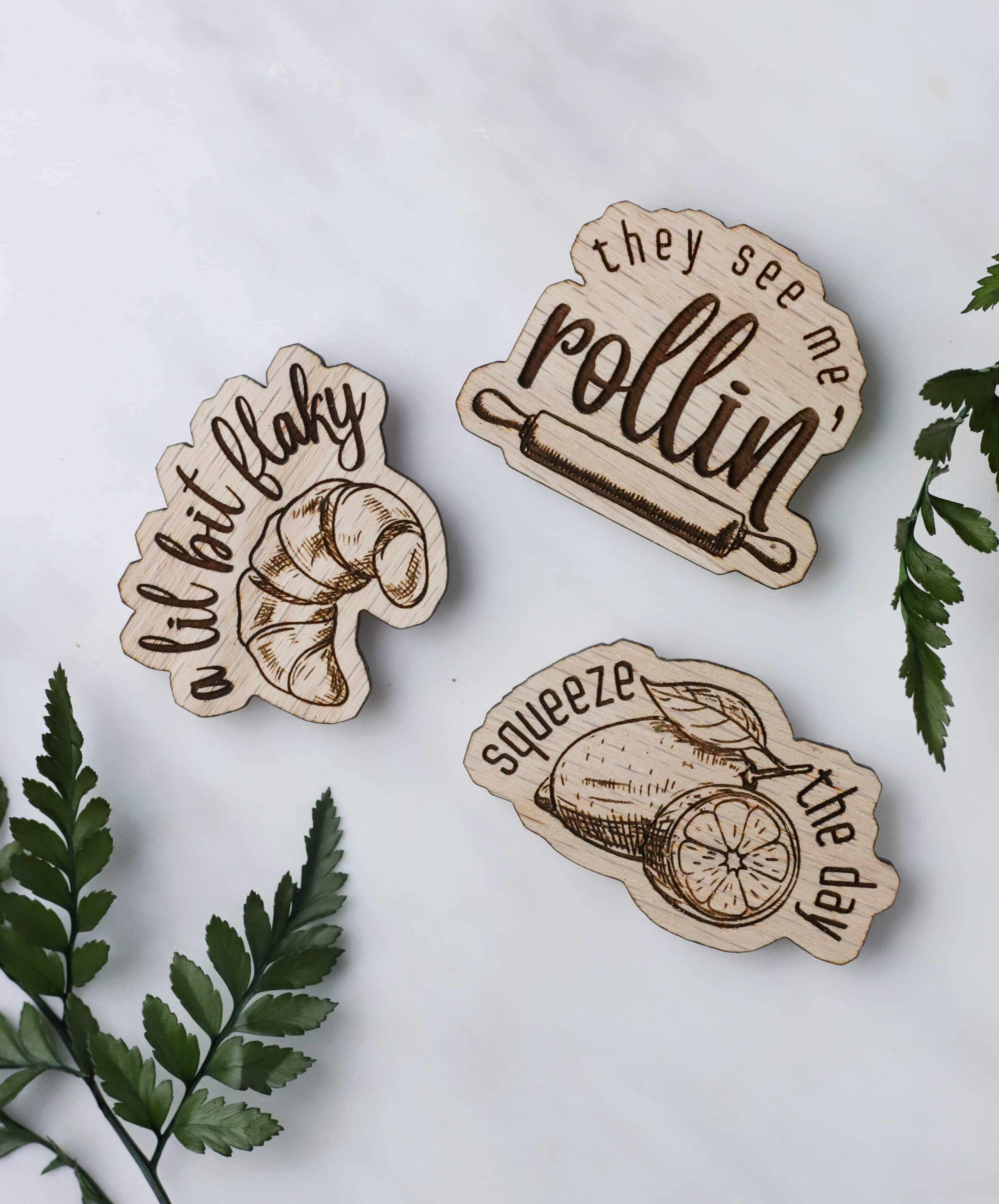 Cheeky Trio of Wooden Fridge Magnets