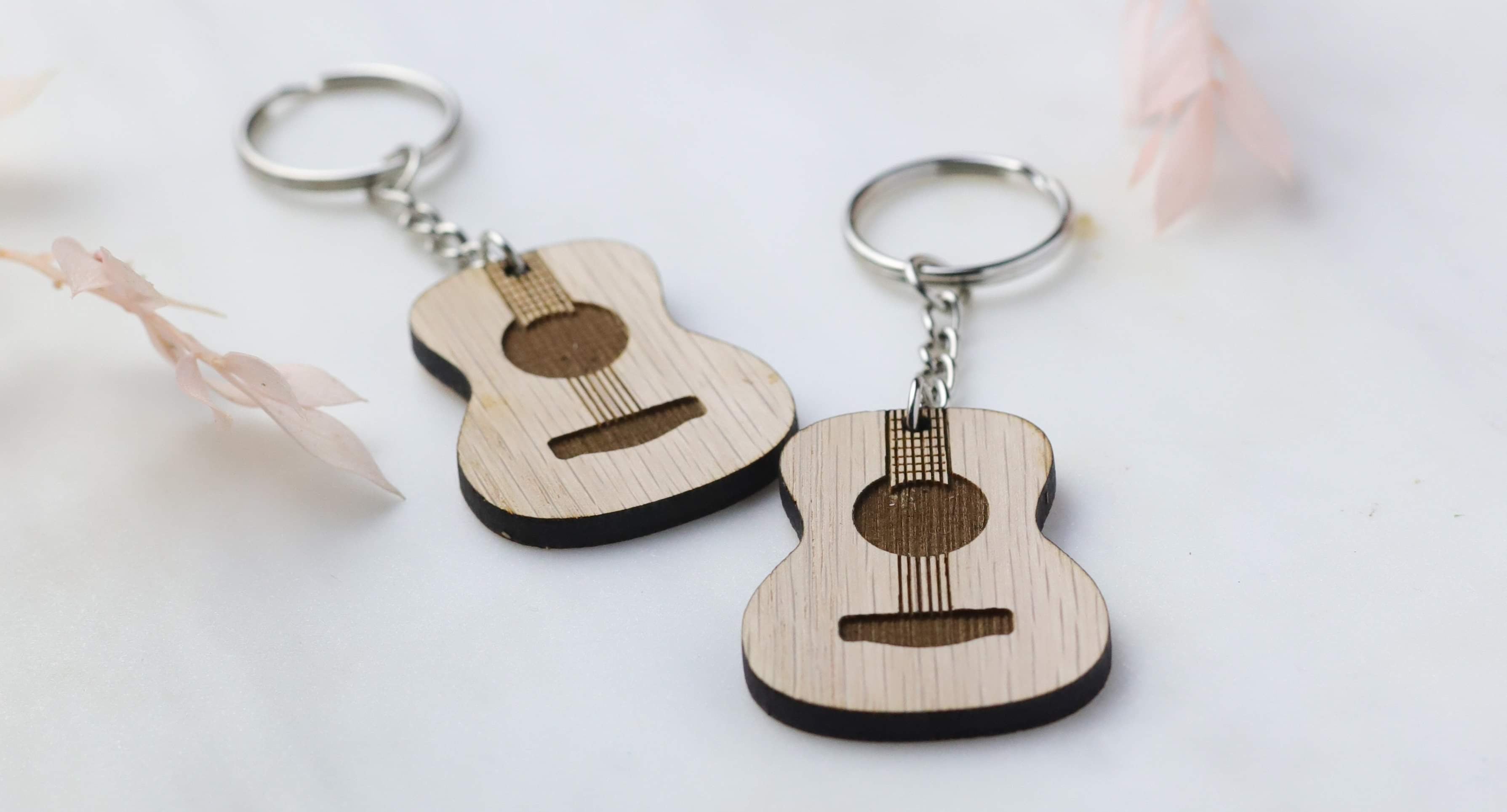 Wooden Guitar Keychain